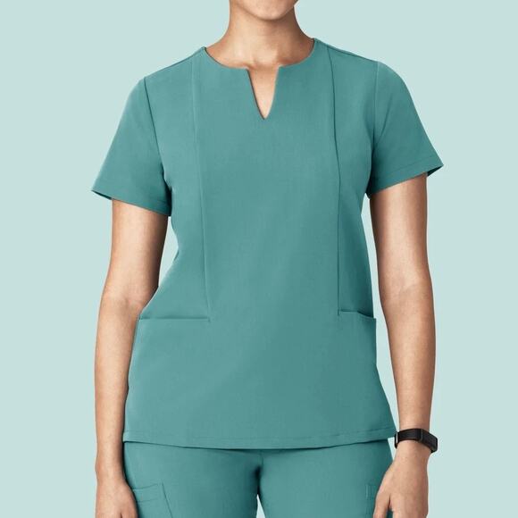 Mandala Scrub Top Oasis Green Women's Small Pockets Nursing Medical Equa-Tek - Picture 1 of 8